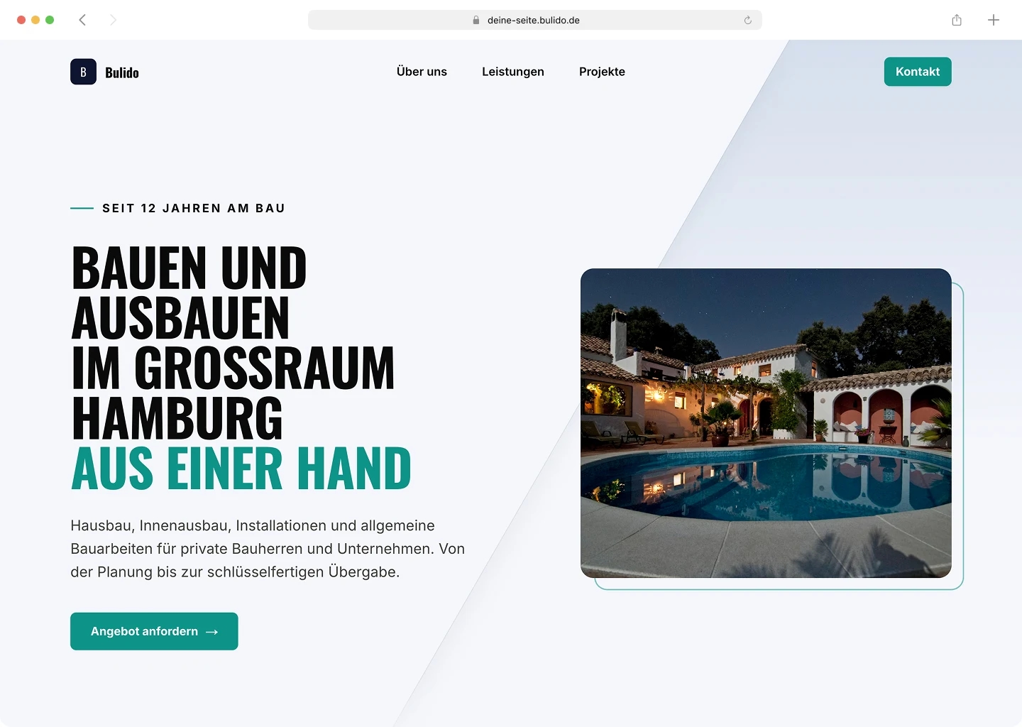 Eine in Bulido erstellte Firmenwebsite
